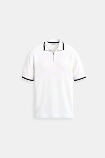 Klassisches Poloshirt mit Reißverschluss und Kontrastdetails