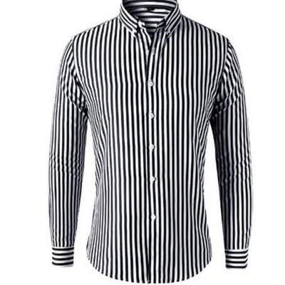 Herren Button Down Gestreiftes Langarm Hemd | Stylisch