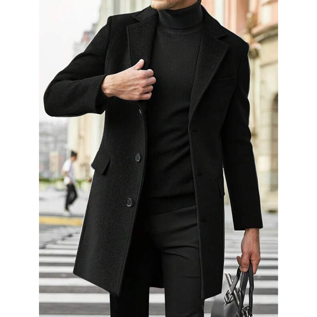 Herren Klassischer Warmer Winter Arbeits Trenchcoat | Lang