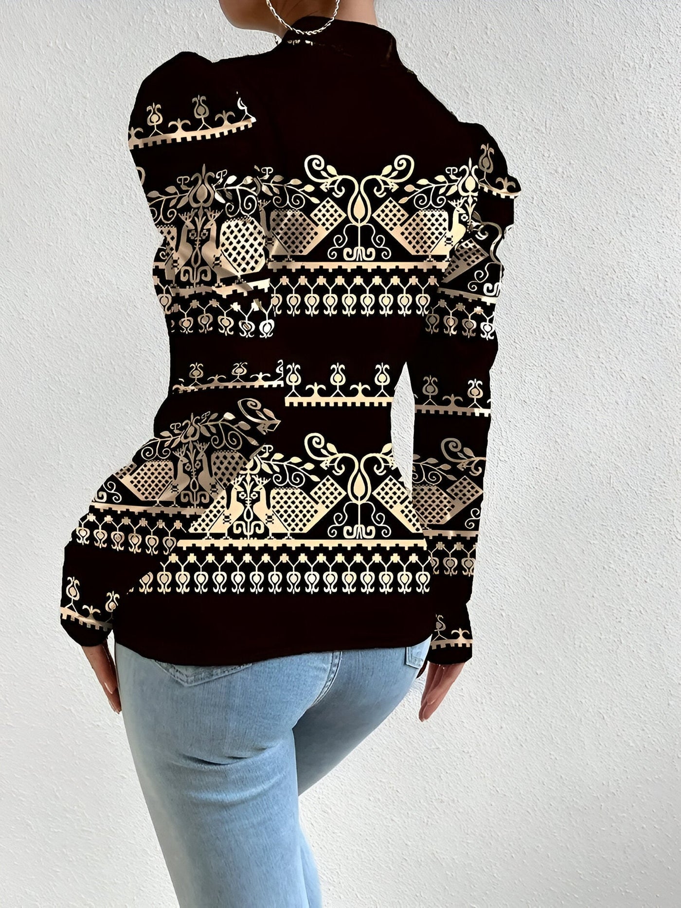 Florinda | Bluse mit Floral Print und Stehkragen