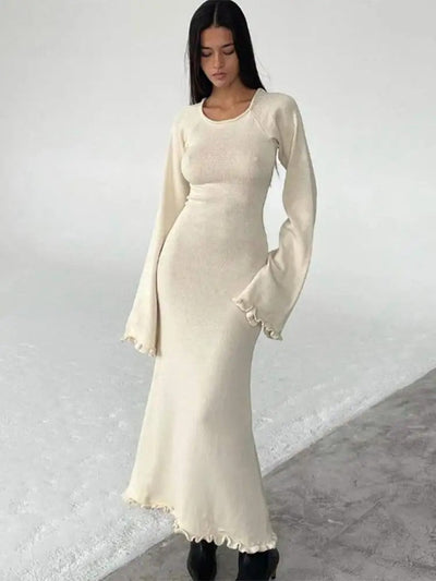 Damen spitzenstrickkleid