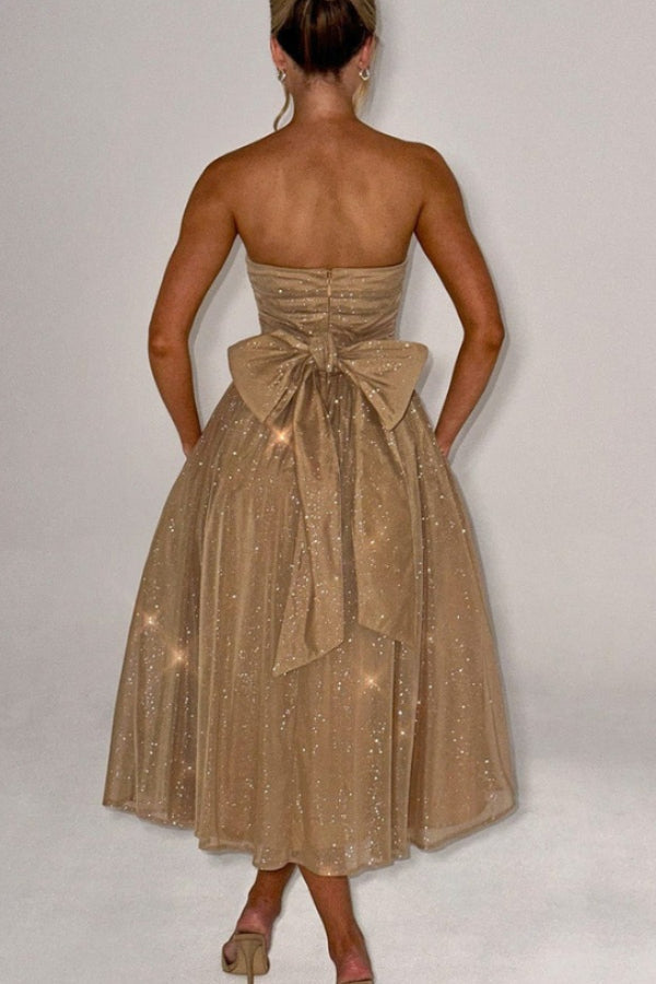 Kaylee® | Sexy schulterfreies, rückenfreies, sexy Maxikleid mit Schleife
