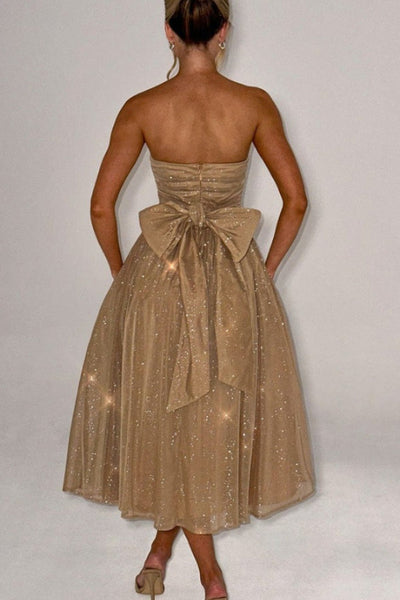 Kaylee® | Sexy schulterfreies, rückenfreies, sexy Maxikleid mit Schleife