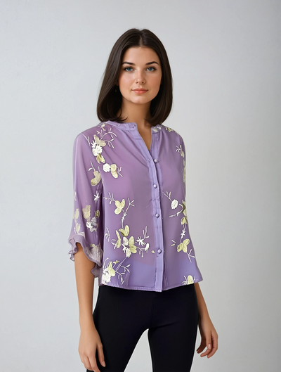 Mayfair™ | Besticktes Baumwoll Top mit eleganten Details