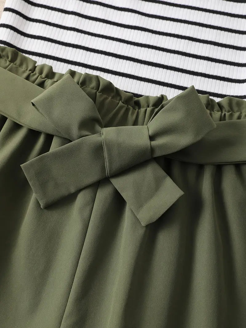 Susanne | Gestreifte asymmetrische Shorts Set