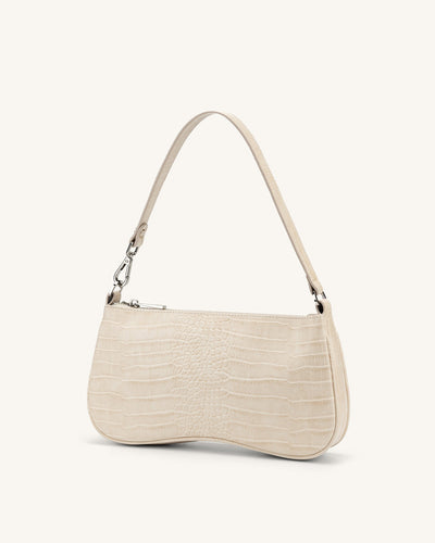 Vegane Schultertasche in Krokodiloptik