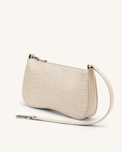 Vegane Schultertasche in Krokodiloptik