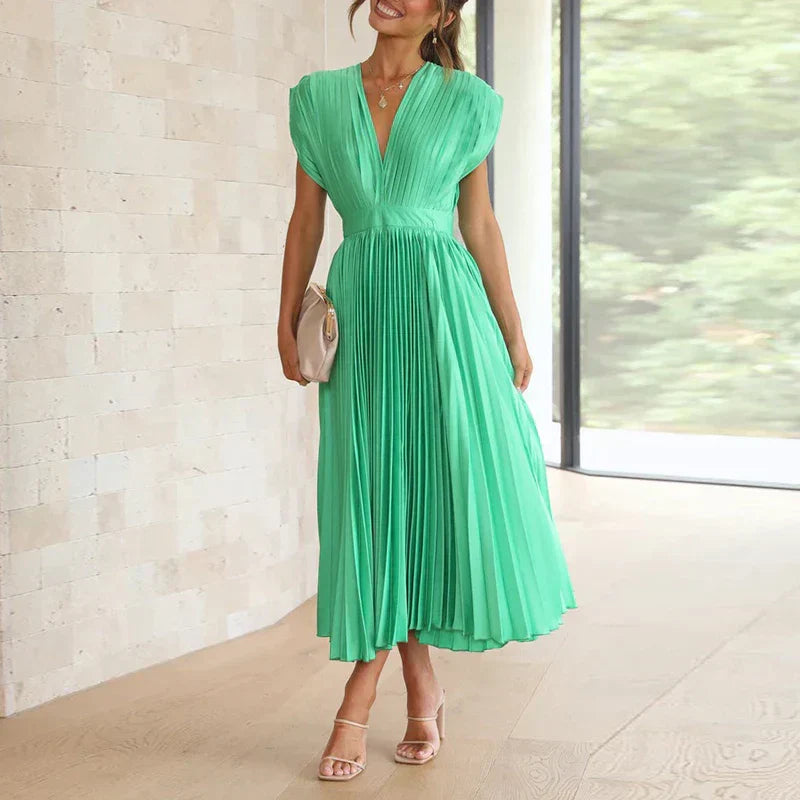 Maxikleid mit v-ausschnitt und falten