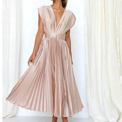 Maxikleid mit v-ausschnitt und falten
