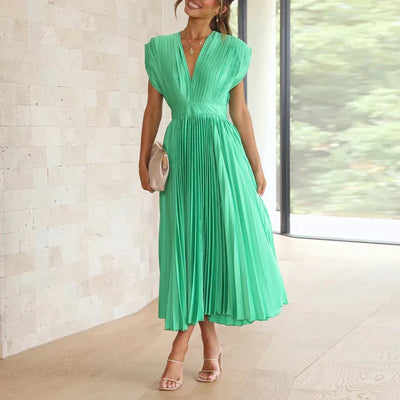 Maxikleid mit v-ausschnitt und falten