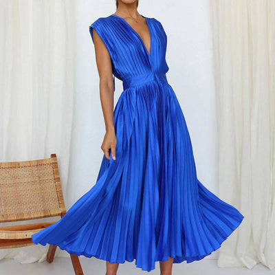 Maxikleid mit v-ausschnitt und falten