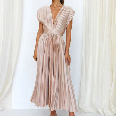 Maxikleid mit v-ausschnitt und falten