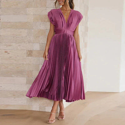 Maxikleid mit v-ausschnitt und falten