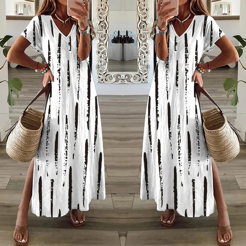 Schwarz-weißes maxikleid - Elisa