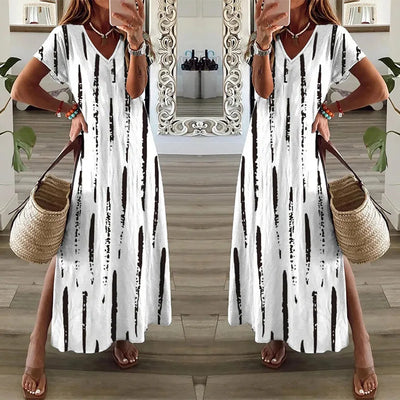 Schwarz-weißes maxikleid - Elisa