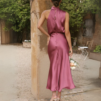 Drapiertes Neckholder-Midikleid Für Damen