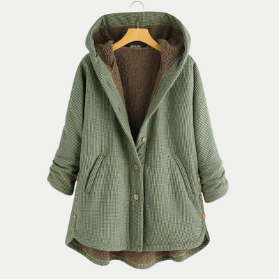 Karierter Mantel mit Kapuze für Damen
