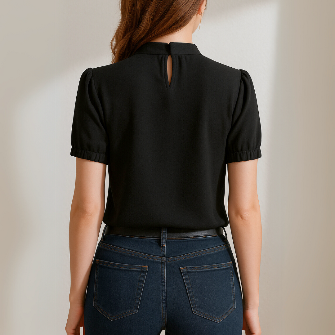 MIRAVO | Schwarze Bluse mit Faltendetails