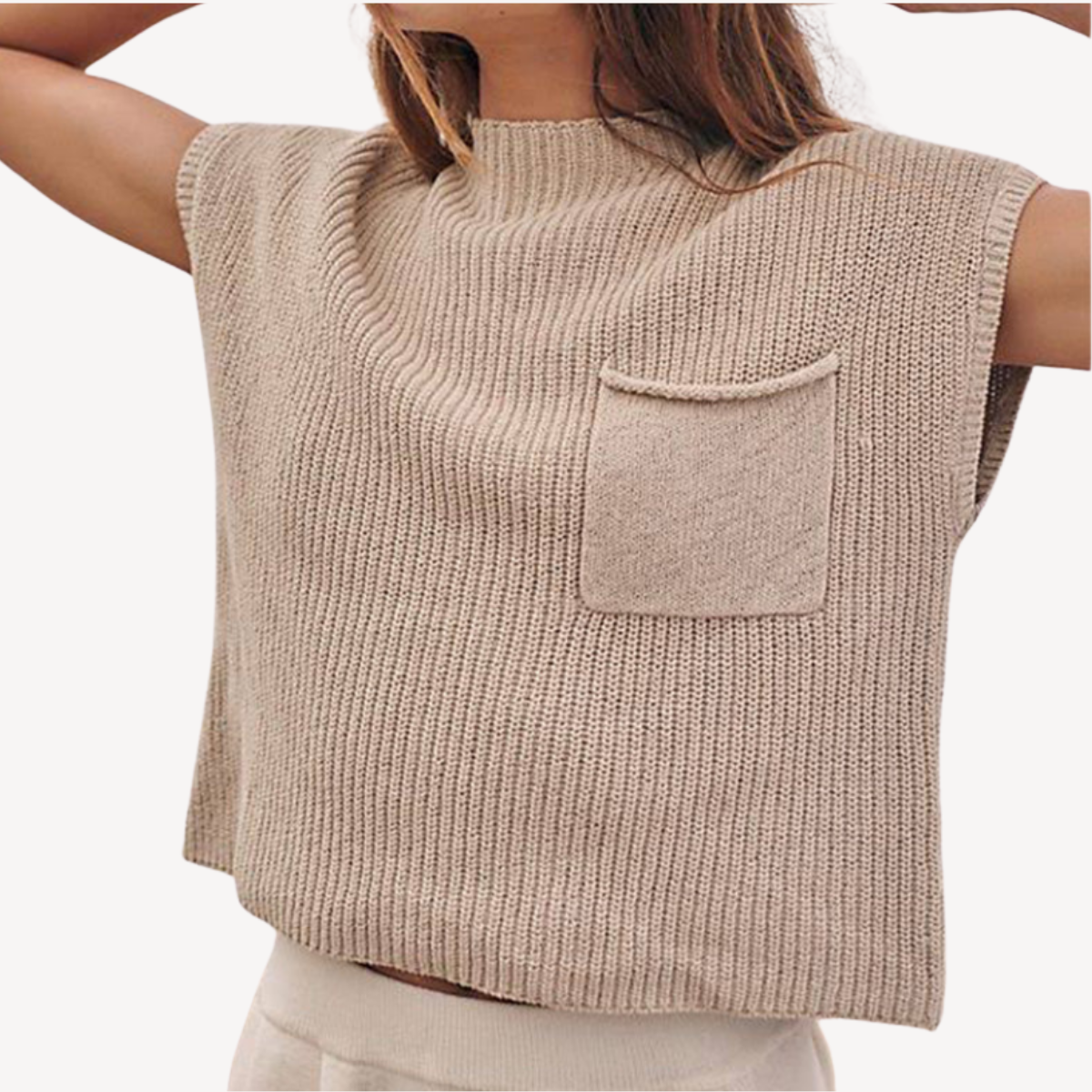 Geripptes Strick-Zweiteiler-Hosen-Set für Damen