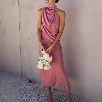 Drapiertes Neckholder-Midikleid Für Damen