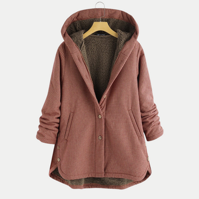 Karierter Mantel mit Kapuze für Damen