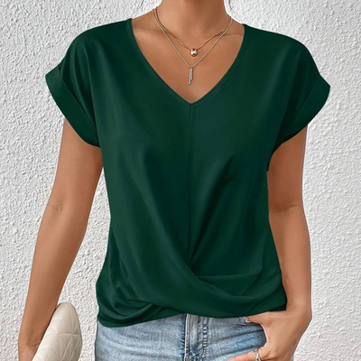 V-Ausschnitt Kurzarm Bluse Für Damen