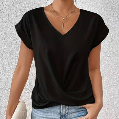 V-Ausschnitt Kurzarm Bluse Für Damen