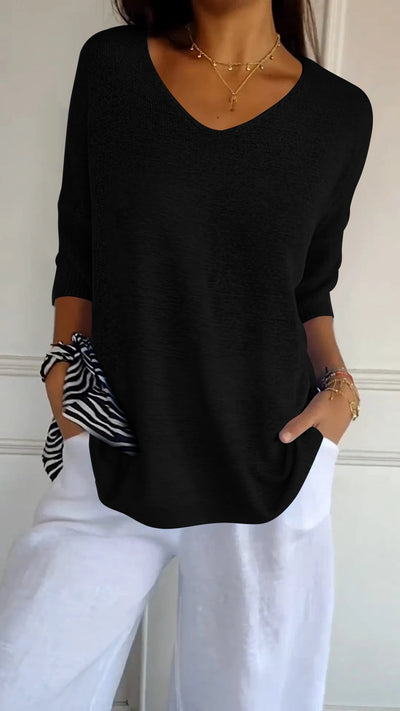 Unifarbenes stricktop mit v-ausschnitt