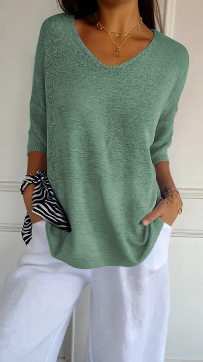 Unifarbenes stricktop mit v-ausschnitt