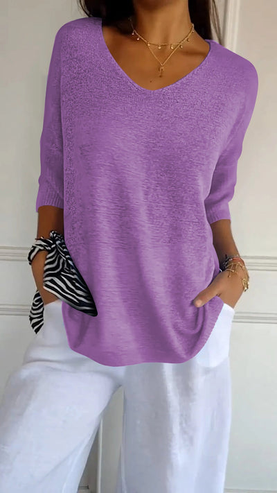 Unifarbenes stricktop mit v-ausschnitt