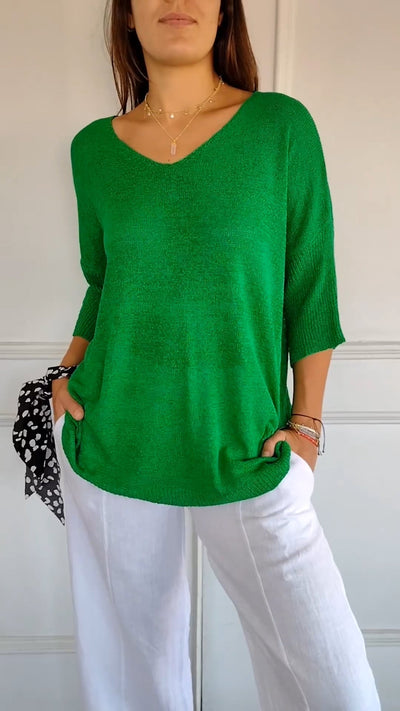 Unifarbenes stricktop mit v-ausschnitt