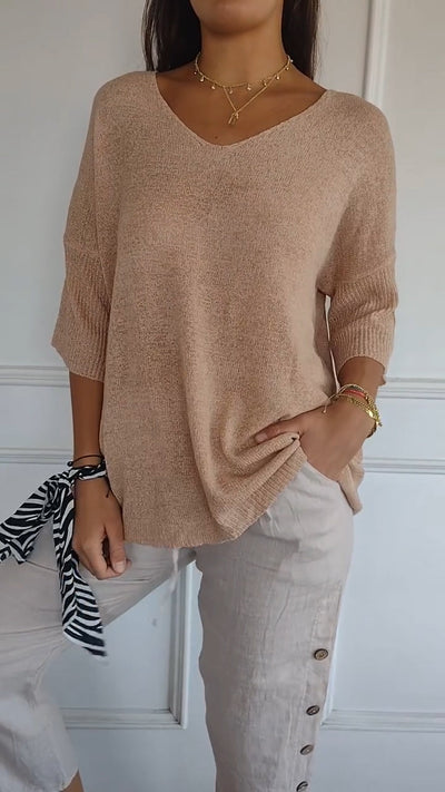 Unifarbenes stricktop mit v-ausschnitt