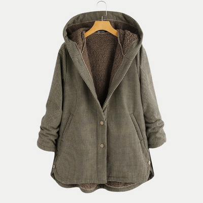 Karierter Mantel mit Kapuze für Damen