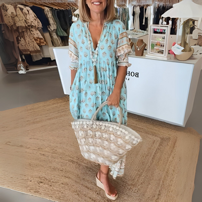 Besticktes Fließendes Kleid Für Damen