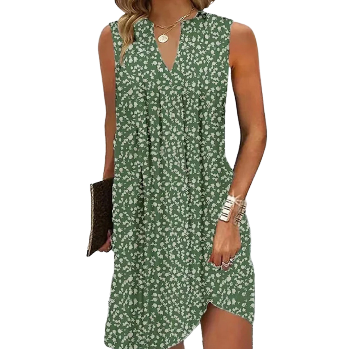 Gemustertes Ärmelloses Kleid Für Damen