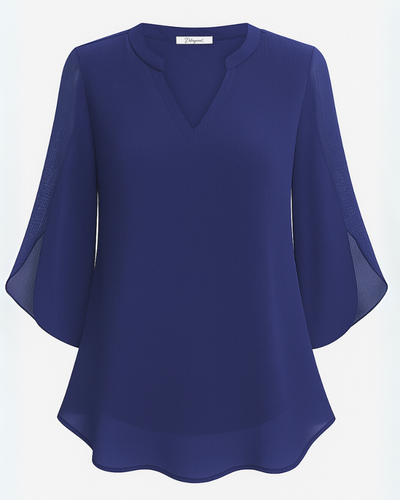 Damen Elegante V-Ausschnitt Bluse | 3/4 Ärmel