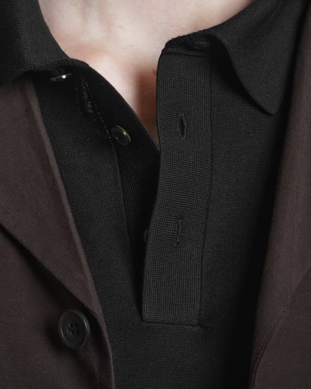 Poloshirt aus Seidenstrick – Schwarz