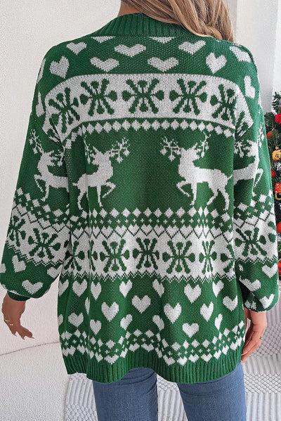 Malia® | Dunkelgrüner Weihnachts-Cardigan mit langen Ärmeln