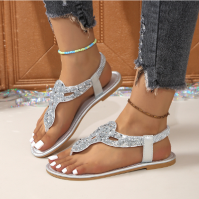Glitzernde Riemchensandalen Offenes Design Für Damen
