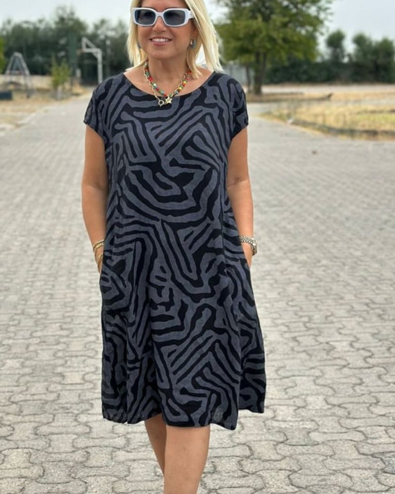 Elia | Sommerkleid mit Rundhalsausschnitt und schönem Print