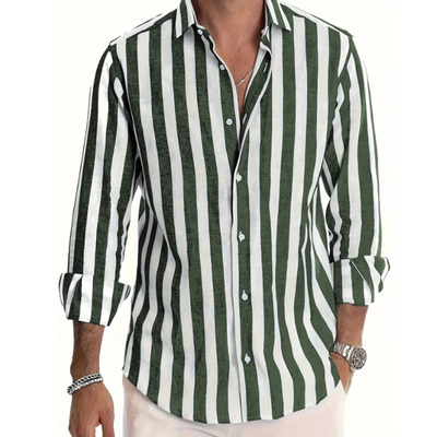 Gestreiftes Button Hemd Langarm Für Herren