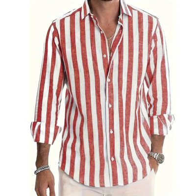 Gestreiftes Button Hemd Langarm Für Herren