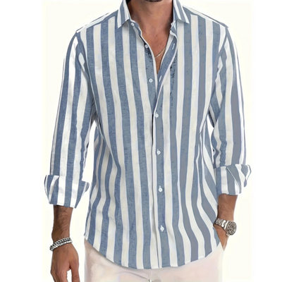 Gestreiftes Button Hemd Langarm Für Herren