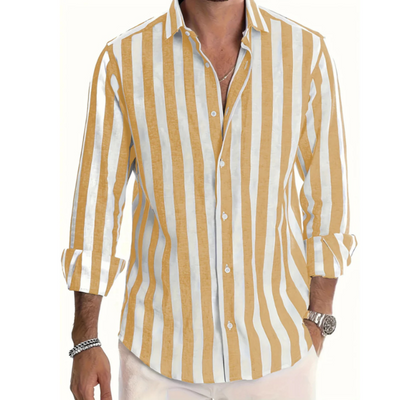 Gestreiftes Button Hemd Langarm Für Herren