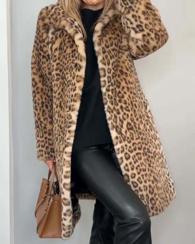 LEIA - Lange weiche Leopardenjacke