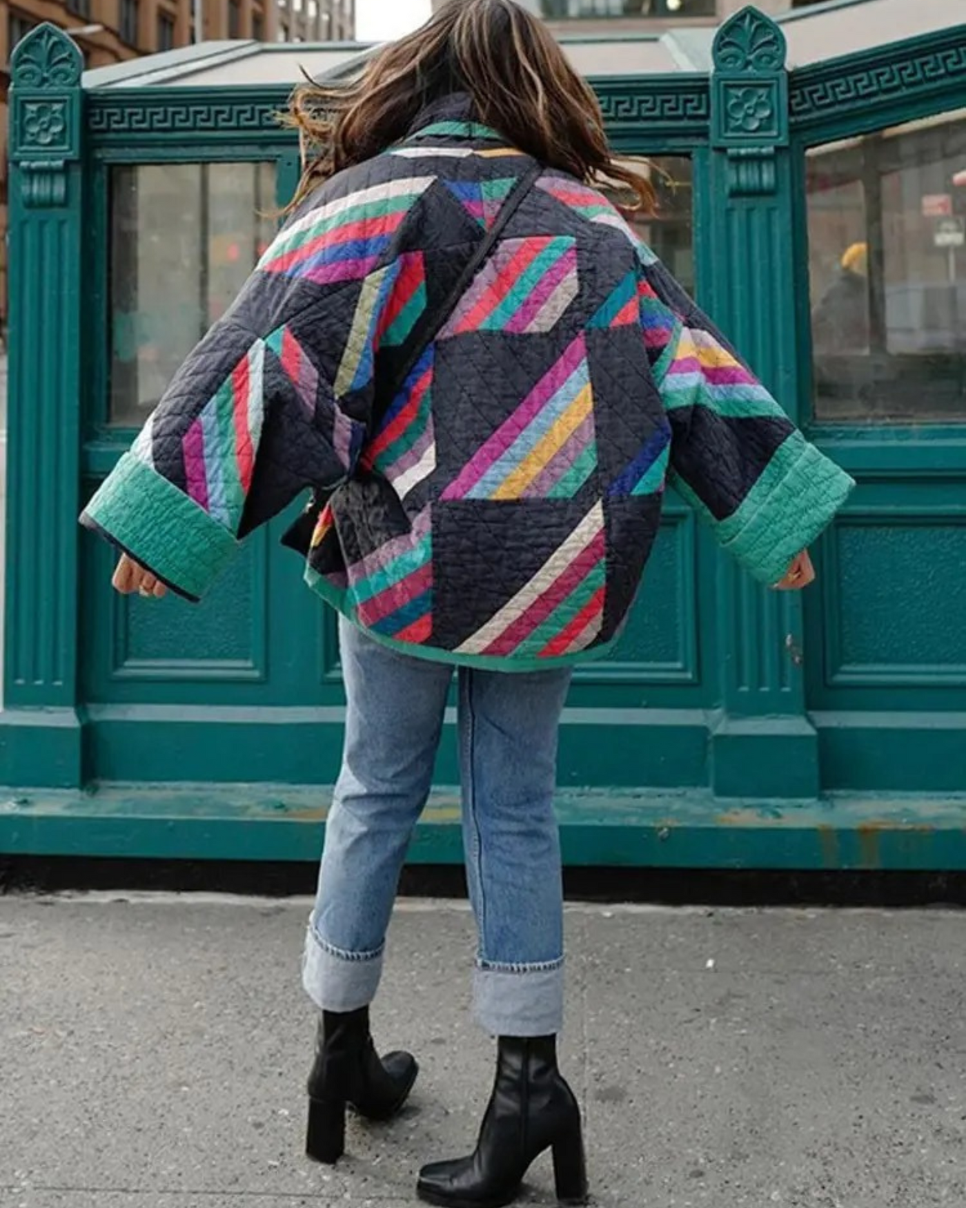 Retro steppjacke in übergroße