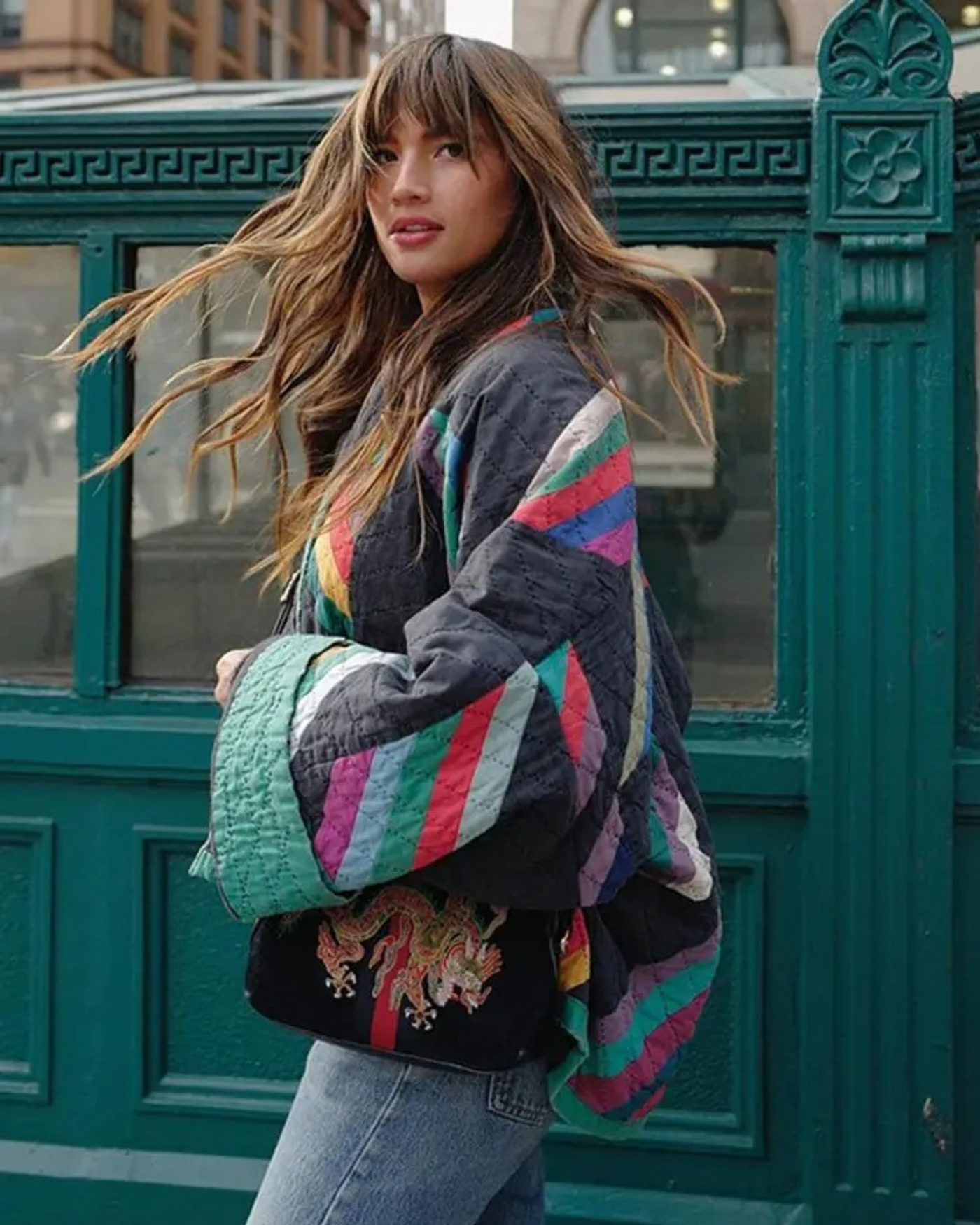 Retro steppjacke in übergroße