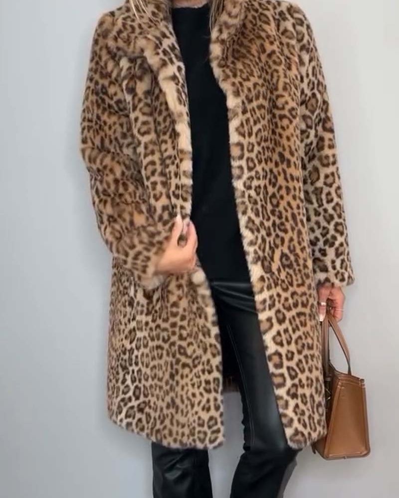 LEIA - Lange weiche Leopardenjacke