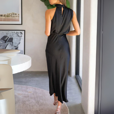 Drapiertes Neckholder-Midikleid Für Damen