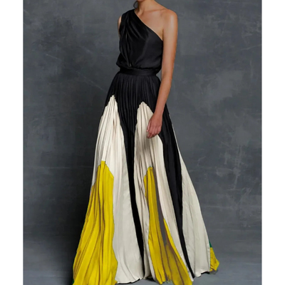 Asymmetrisches Plisseekleid Mit Einer Schulter Für Damen | Maxi